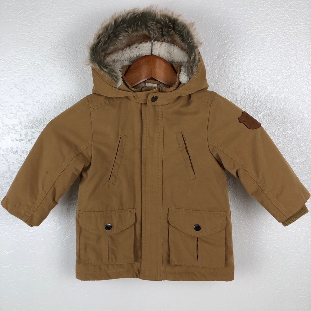 H&M Padded Parka Light Brown Coat Size 12-18 mths
